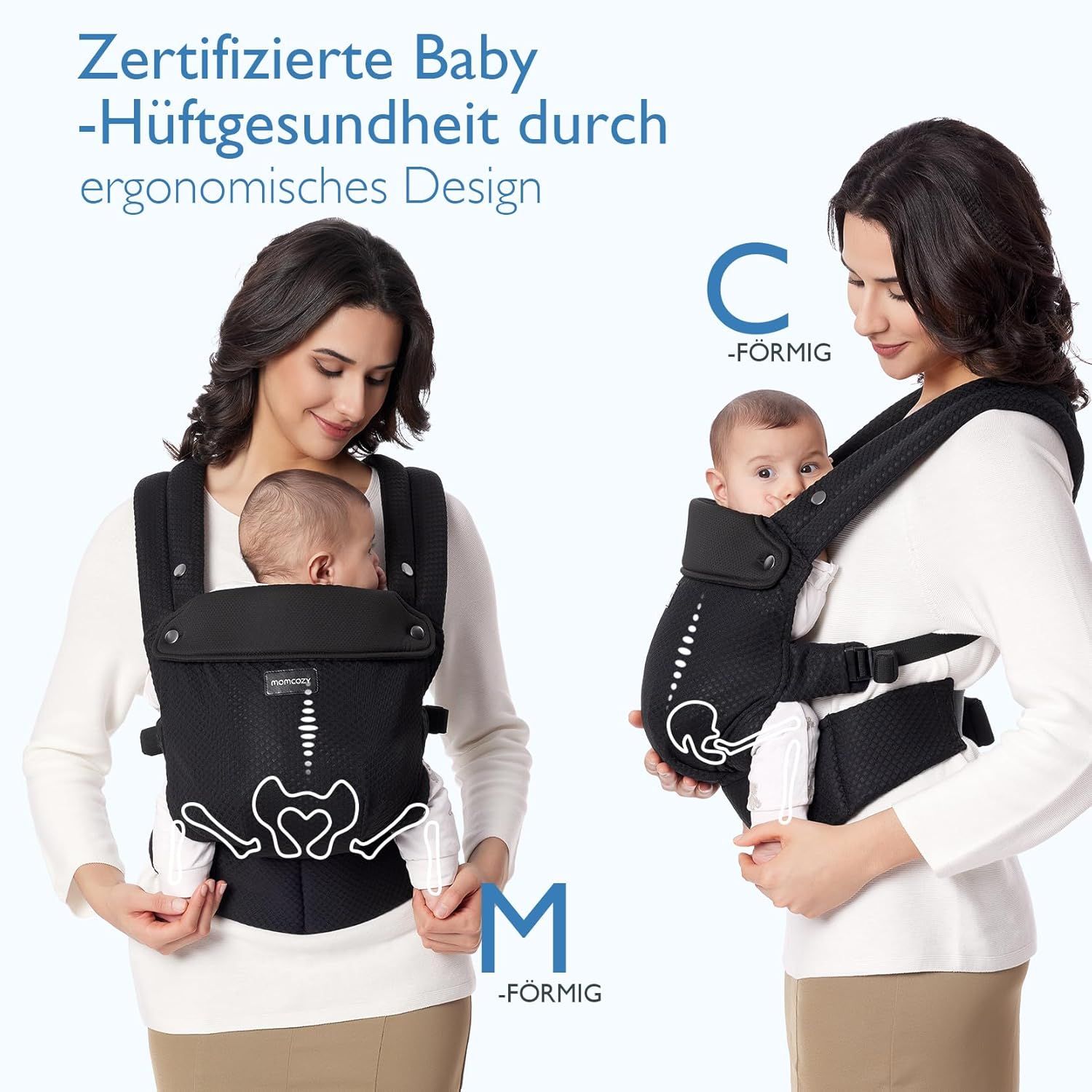 Momcozy Porte-bébé - Léger & Respirant Maille Aérée-Noir