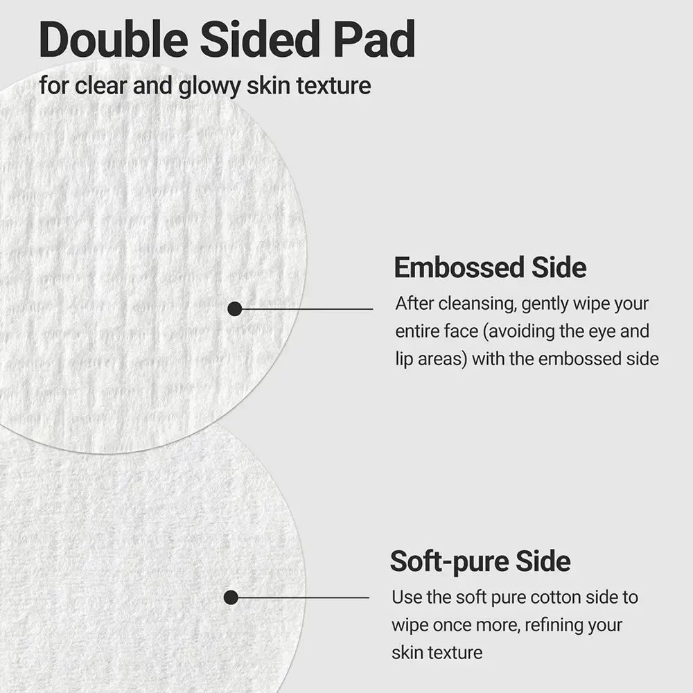 Deux tampons avec des surfaces différentes. Texte: Embossed Side et Soft-pure Side.