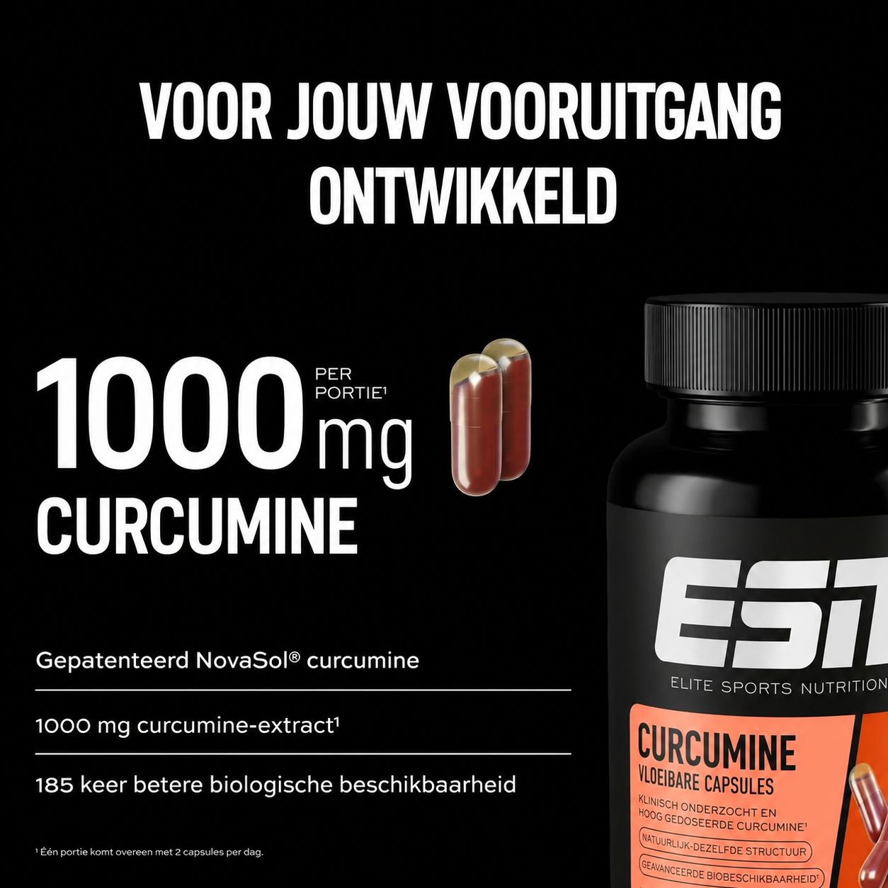 ESN Curcumine capsules: 1000mg curcumine, NovaSol curcumine, 185x betere biologische beschikbaarheid.