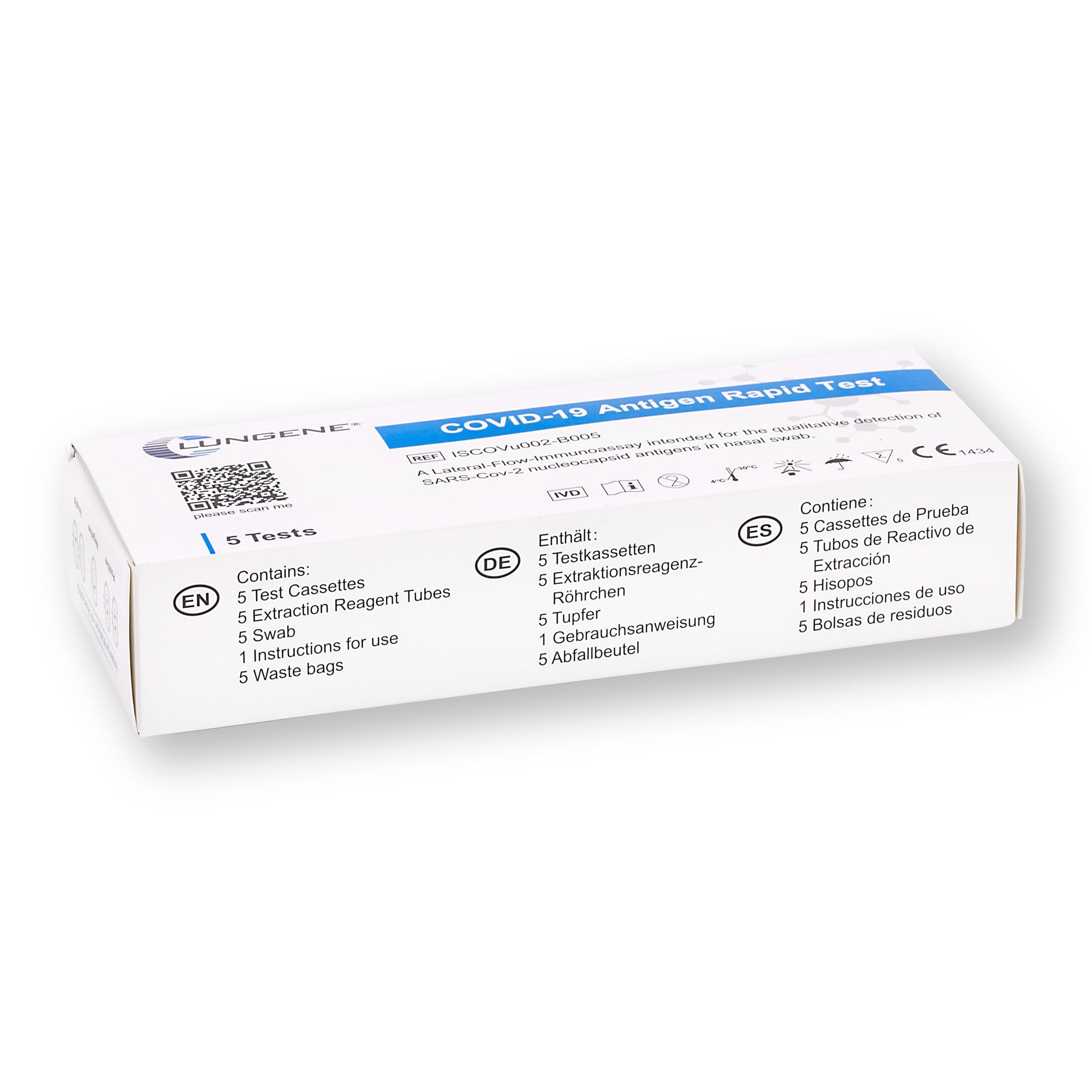 Clungene® Test Antigène - Test rapide COVID-19 (Tamis nasal) - CE 1434 (5 pièces)