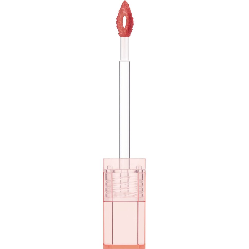 Lipgloss applicator. De applicator heeft een roze steel en een kussenvormige punt.