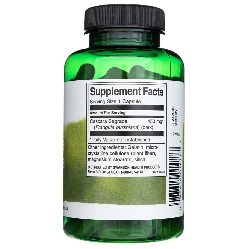 Achterkant van een groene capsulefles met voedingsfeiten en ingrediënten.