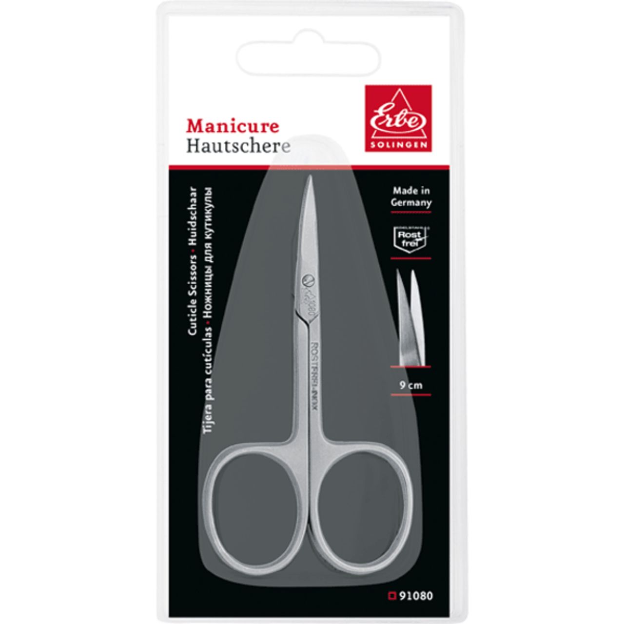 Ciseaux à cuticules de manucure Solingen, 9 cm, fabriqués en Allemagne.