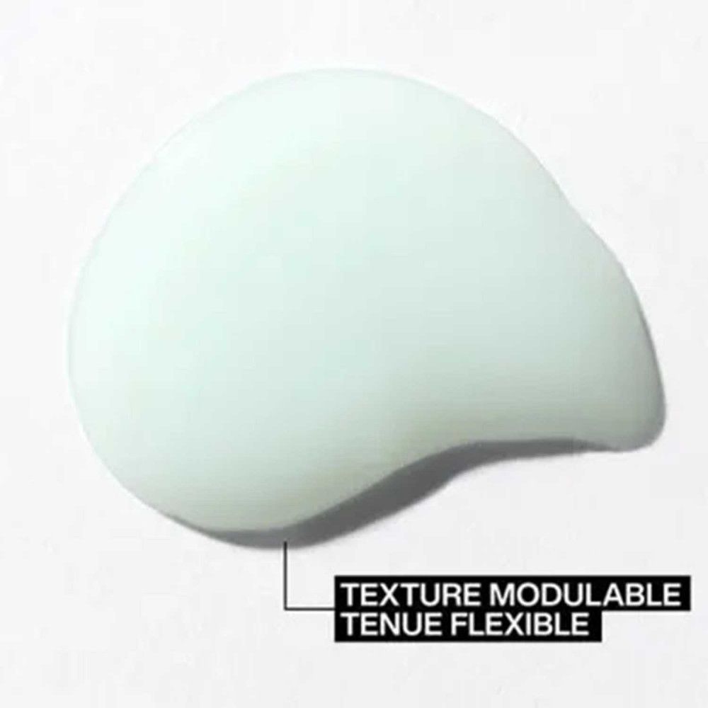 Druppelvormige textuur, lichtgroen. Opschrift: Textuur modulierbaar, tenue flexible.