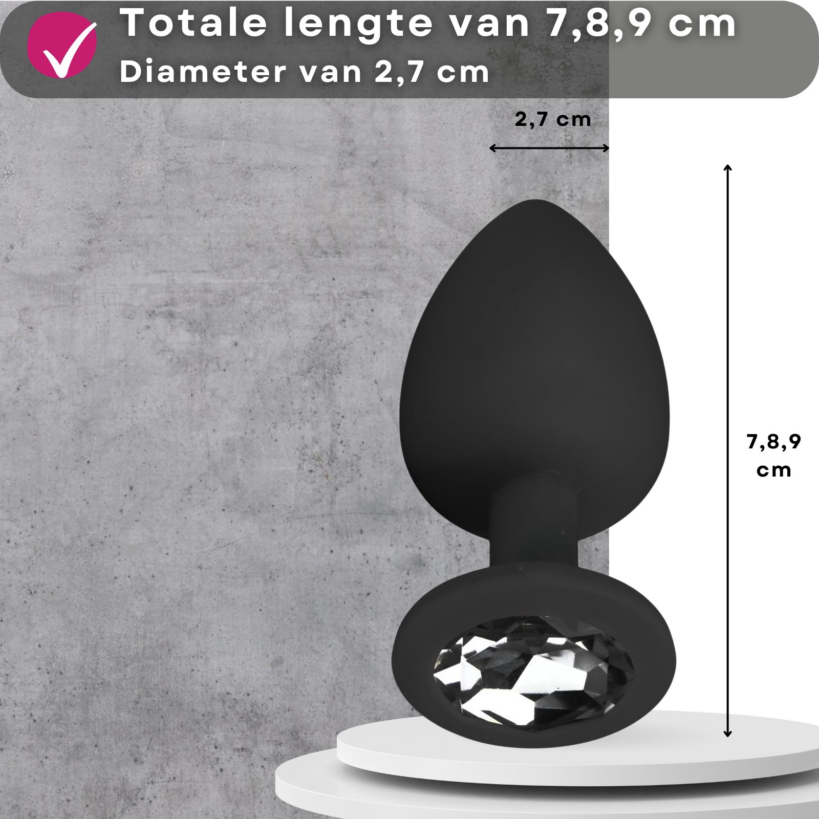Easytoys - Zwarte siliconen anaalplug met decoratieve steen - SET