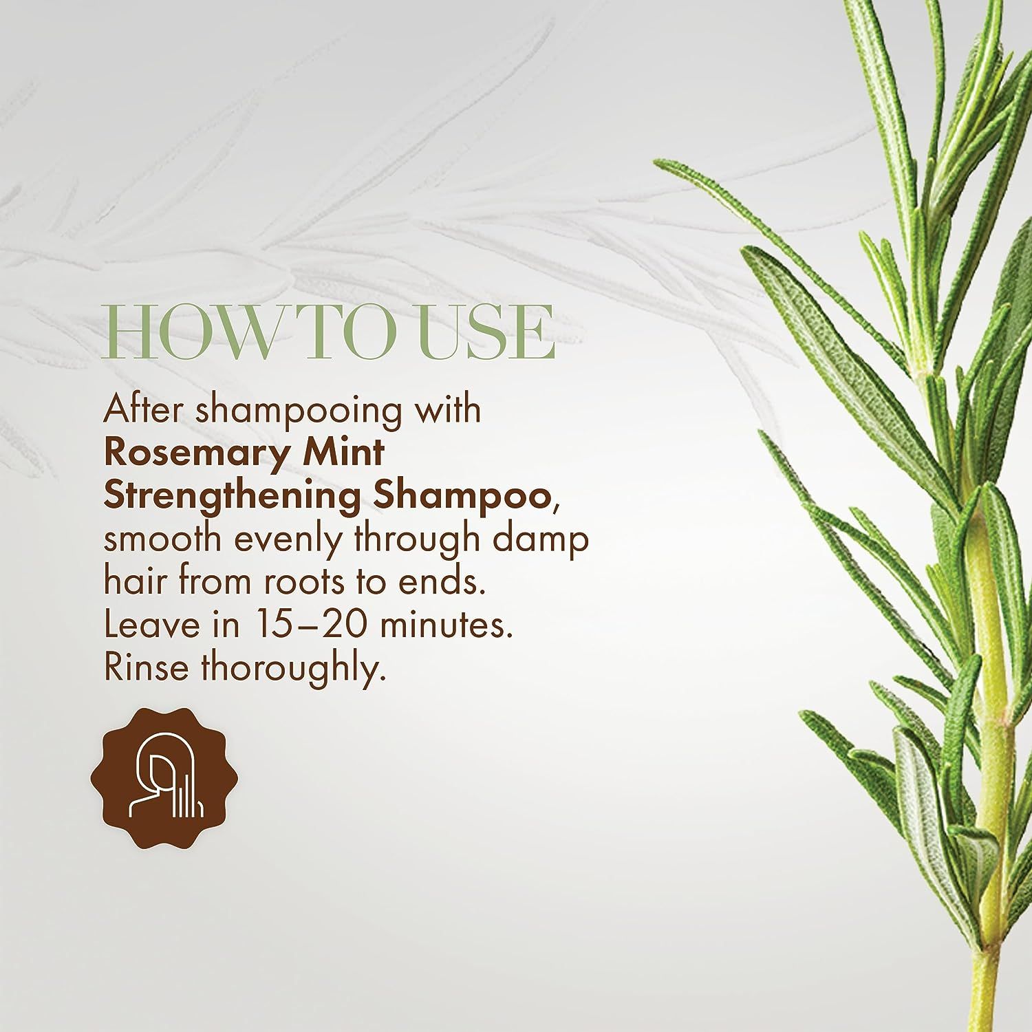 Gebruiksinstructies voor de Mielle Rosemary Mint Strengthening Hair Masque.