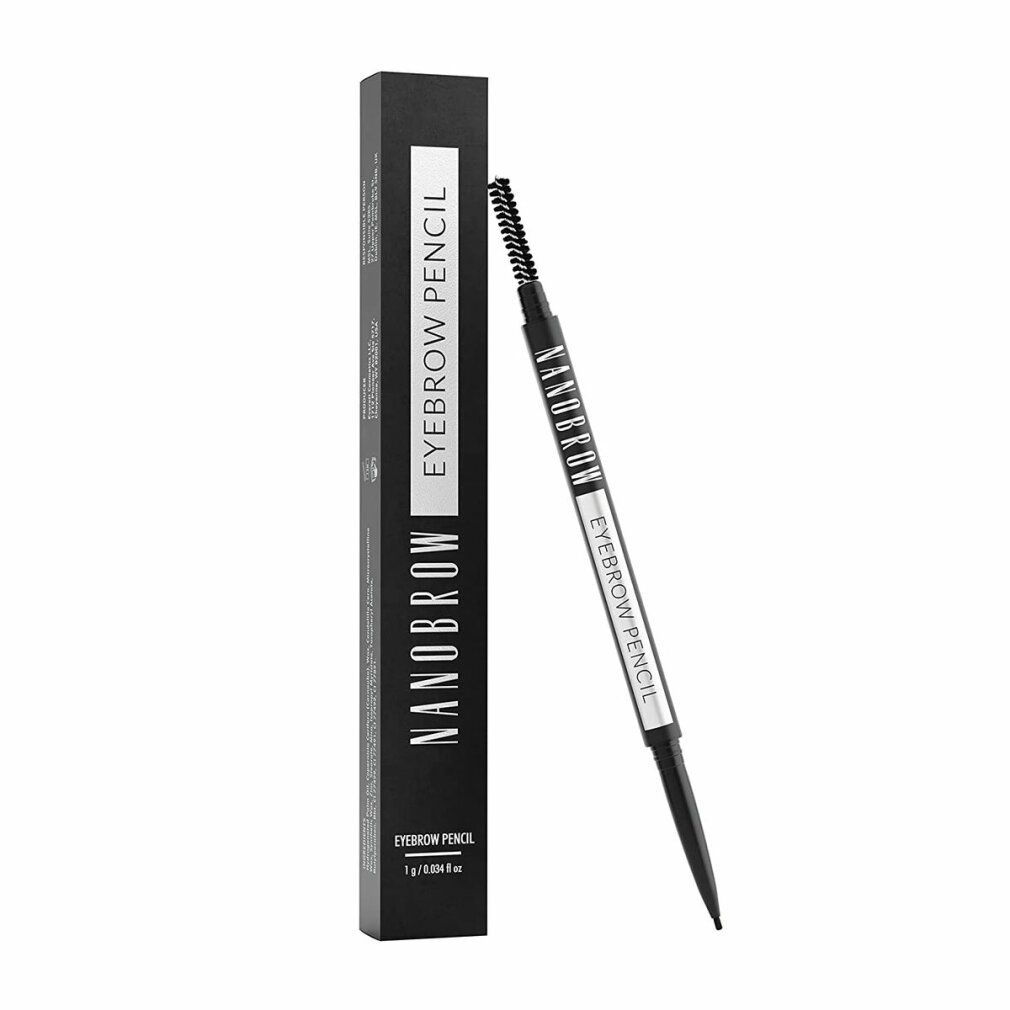 Nanobrow Eyebrow Pencil Espresso. Zwarte potlood met borstel en verpakking. Productnaam en merk duidelijk zichtbaar.