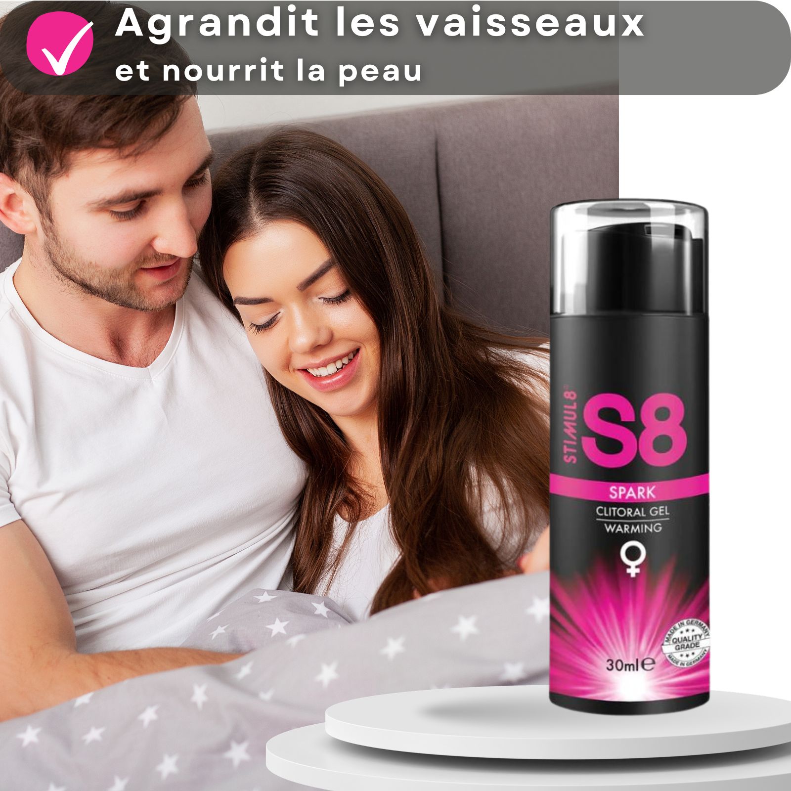 S8 Spark Gel Clitoridien chauffant 30ml flacon.