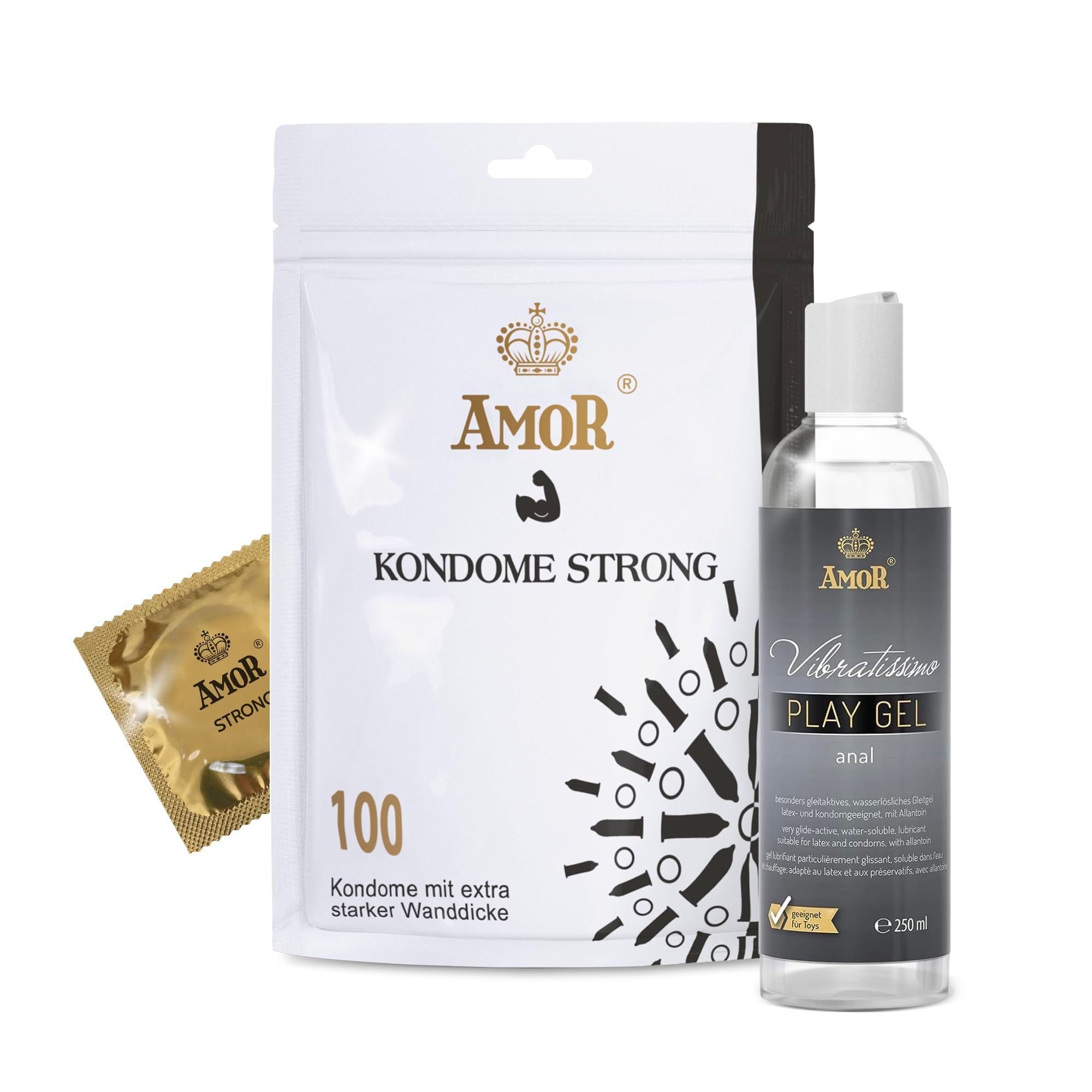 AMOR Strong Condooms + PlayGel Natural Set