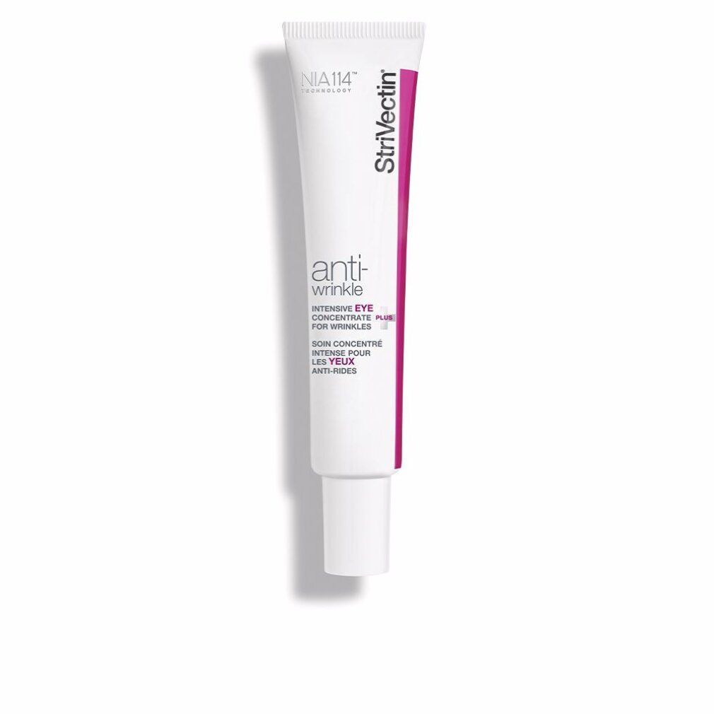 Long tube blanc avec accents roses. Inscription: StriVectin, Anti-Wrinkle, Intensive Eye Concentrate.