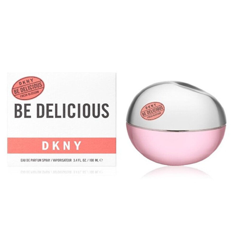 Flacon et emballage DKNY Be Delicious Eau de Parfum avec indication de taille.
