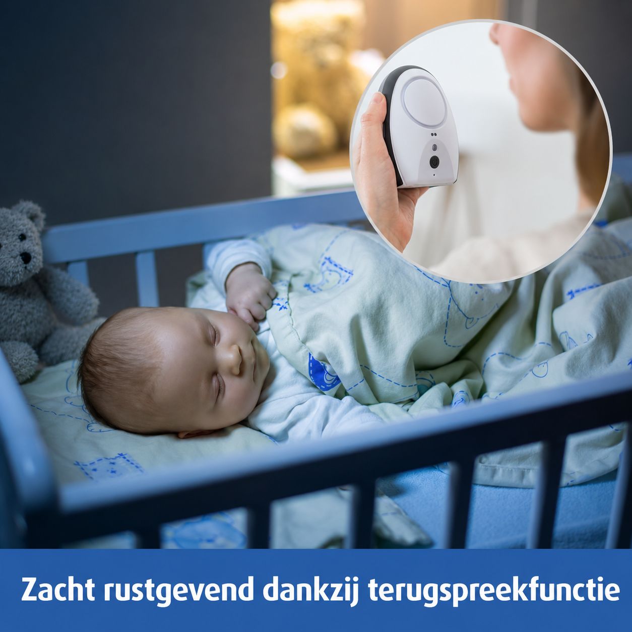 Babyfoon met nachtlampje en vogelmotief.