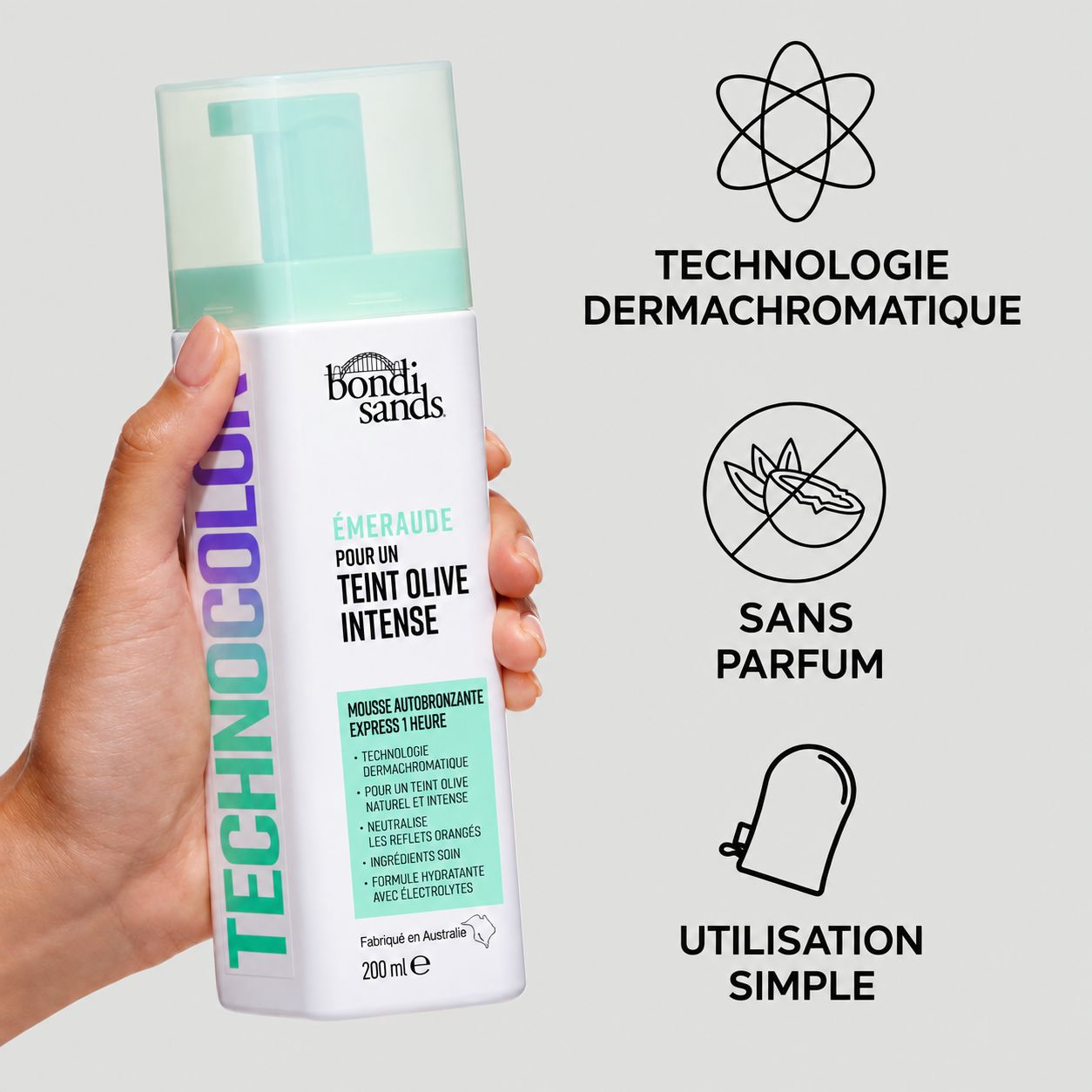Mousse autobronzante Bondi Sands Technocolor Emerald.