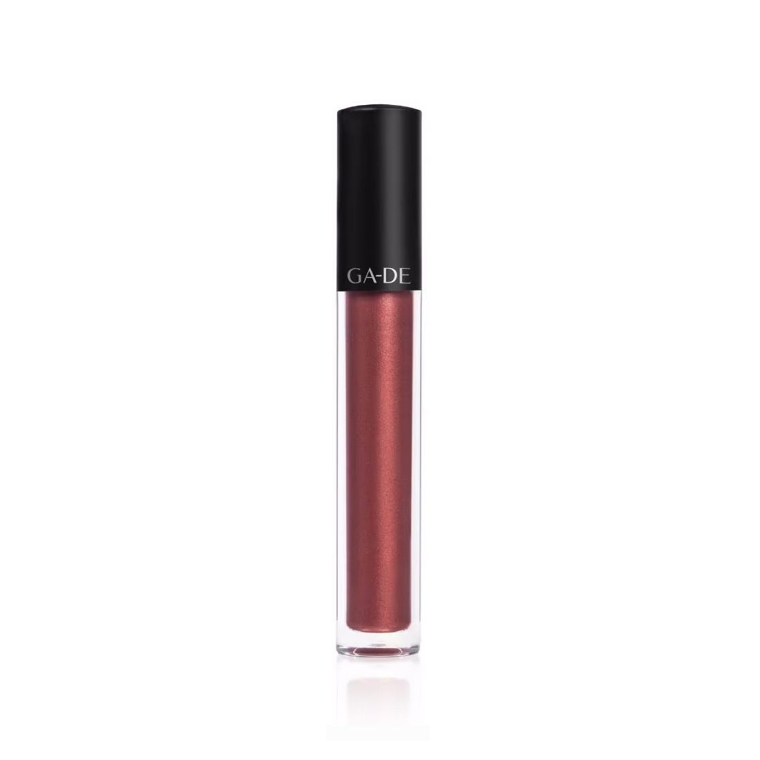 Ga-De Velveteen Matte Lipcolor. Tube avec bouchon noir. Inscription GA-DE. Couleur brun-rouge.
