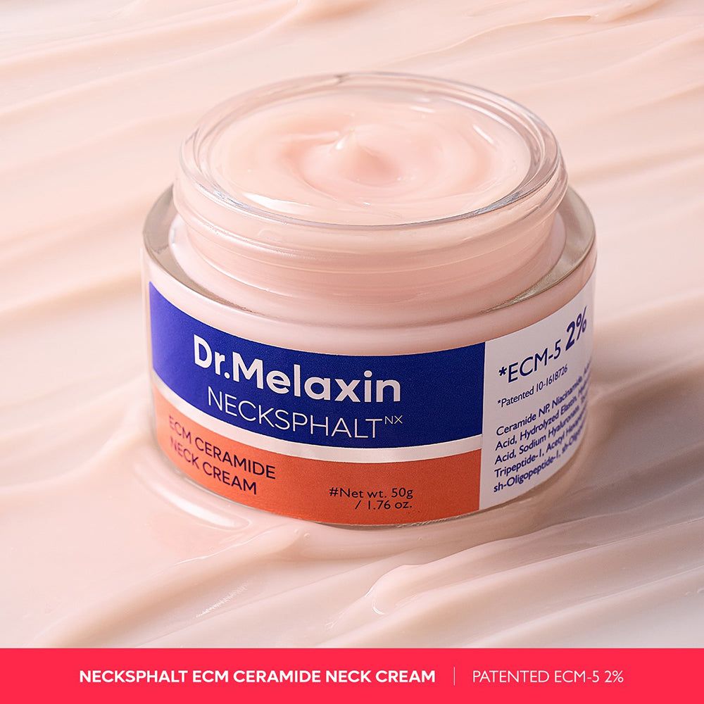 Crème pour le cou Dr.Melaxin NECKSPHALT ECM Ceramide dans un pot en verre. 50g.