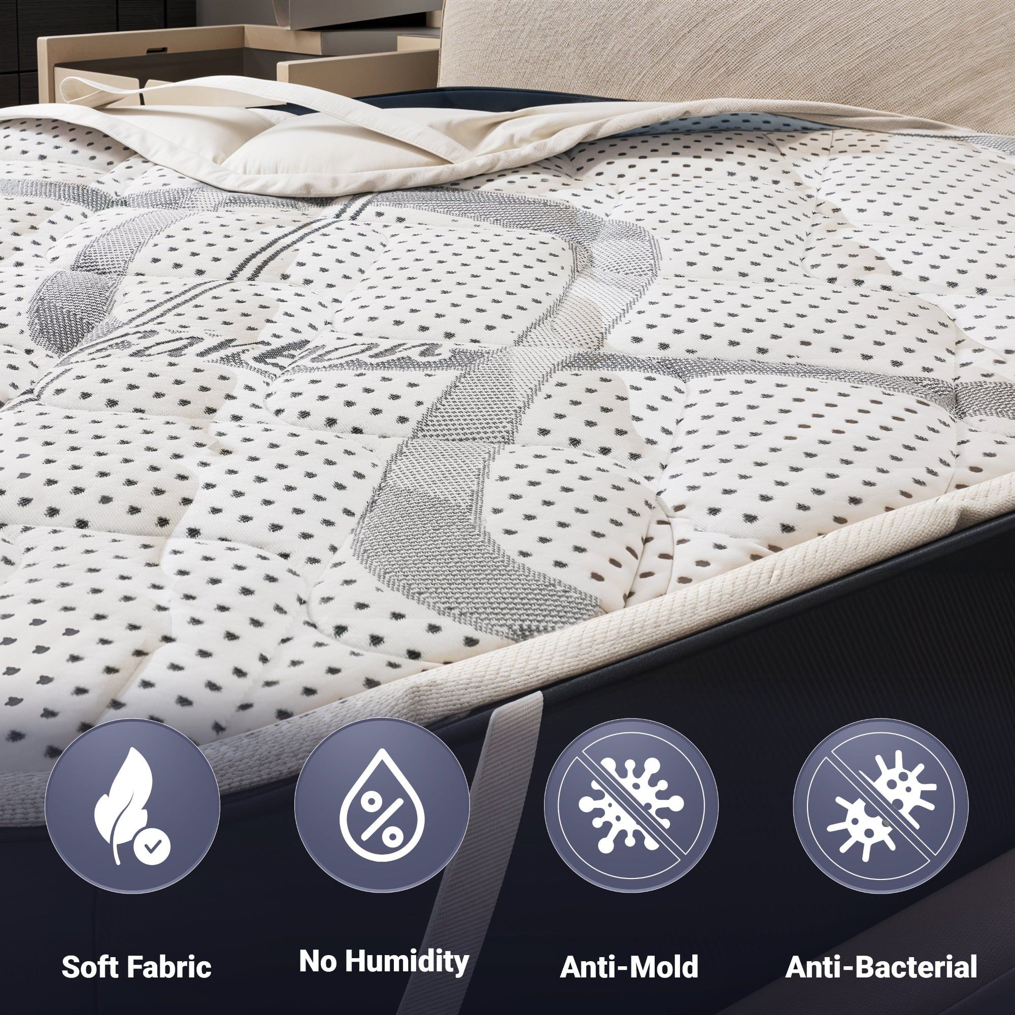 The White Stone Topmatras 130x190 ademend hoogte 5 cm | Ergonomische matraskorretor