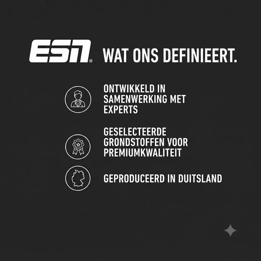 Logo en tekst: Ontwikkeld met experts, geselecteerde grondstoffen, geproduceerd in Duitsland.