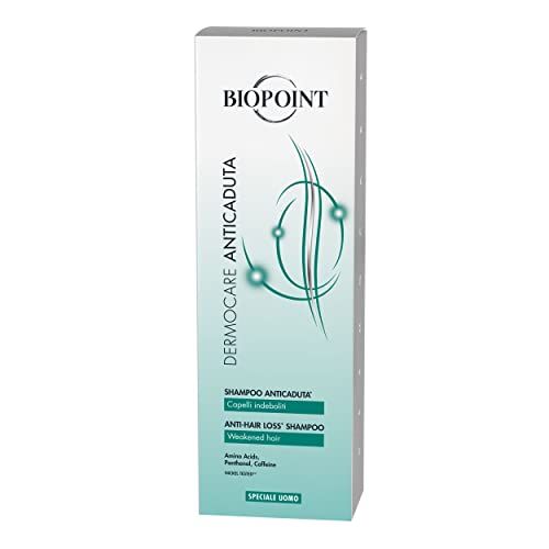 Witte doos met groen logo en tekst: Dermocare Anticaduta, Shampoo Anticaduta, Amino Acids, Panthenol, Caffeine.