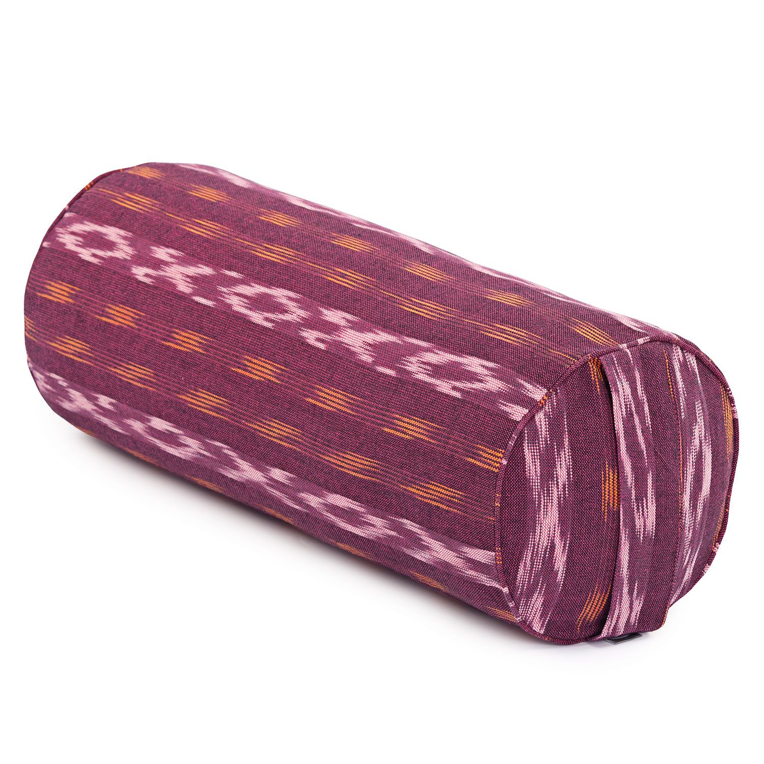 bodhi ETHNO Collectie: Yoga bolster (rond), ikat geweven stof, wijnrood