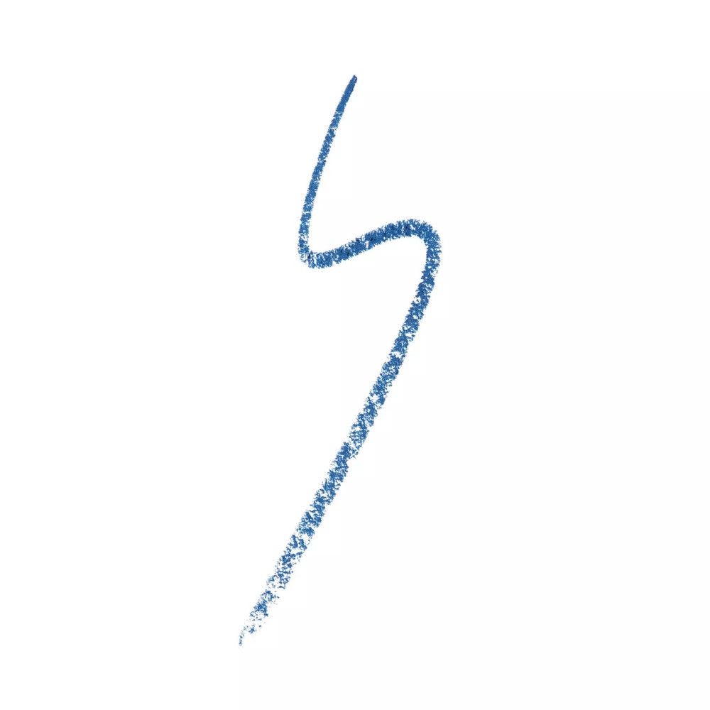 Trait de khôl bleu sur fond blanc.