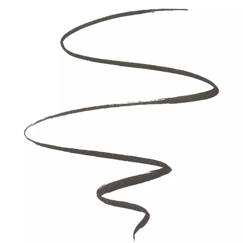 Trait d'eyeliner noir sur fond blanc, en forme de vague.