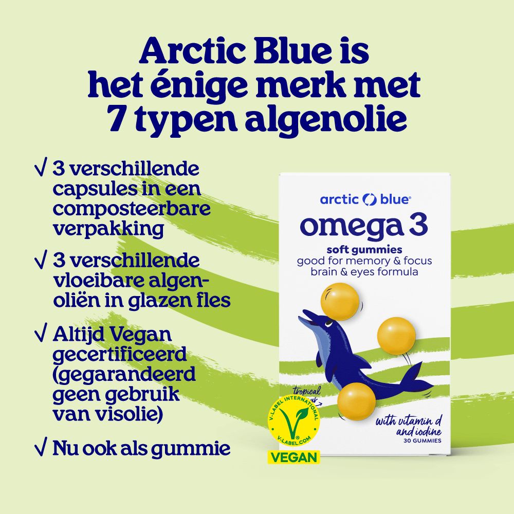 Arctic Blue Vegan Omega-3 Gummies DHA met Vitamine D3 en Jodium