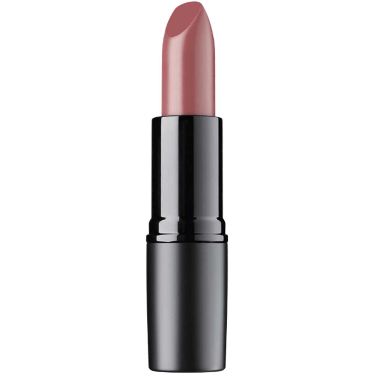 Roze lipstick in een zwarte huls. De lipstick is gedeeltelijk uitgedraaid.