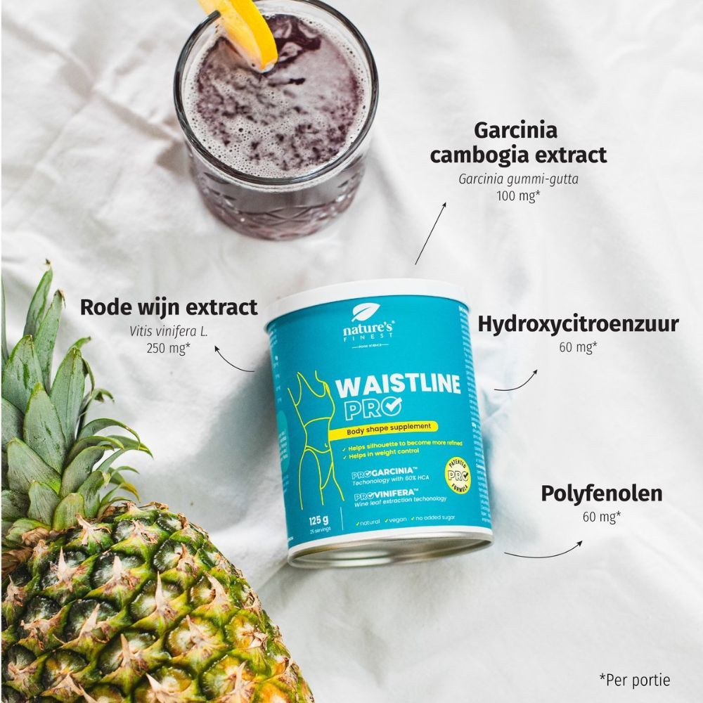 Pot Nature's Finest Waistline Pro, drank in glas gegoten. Bereidingsinstructies.