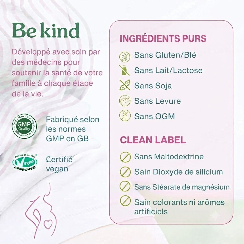 Liste des ingrédients purs : Sans gluten, lactose, soja, levure, OGM, colorants/arômes artificiels.