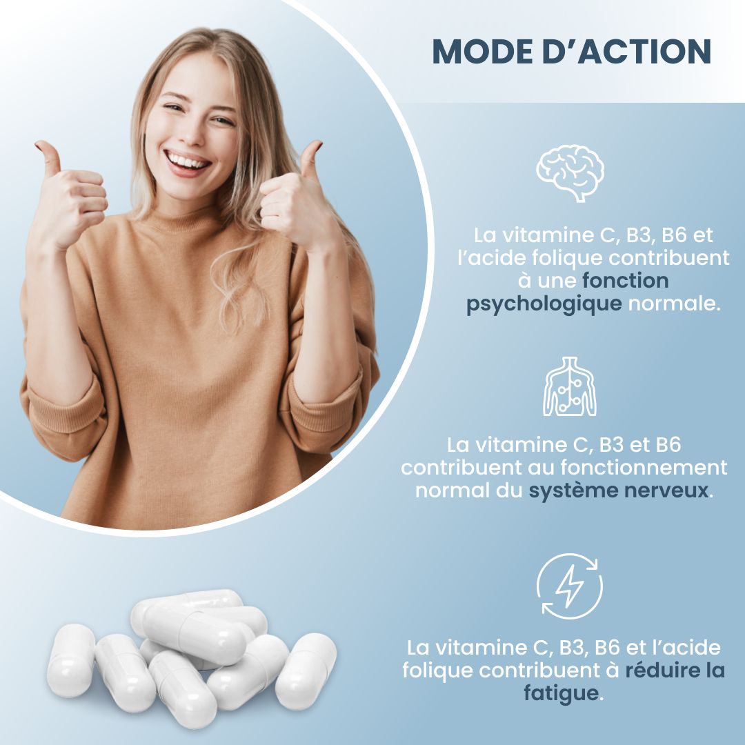 Femme pouce levé, souriante. Effets de PlantoCaps SHYX PREMIUM sur la psyché et les nerfs.