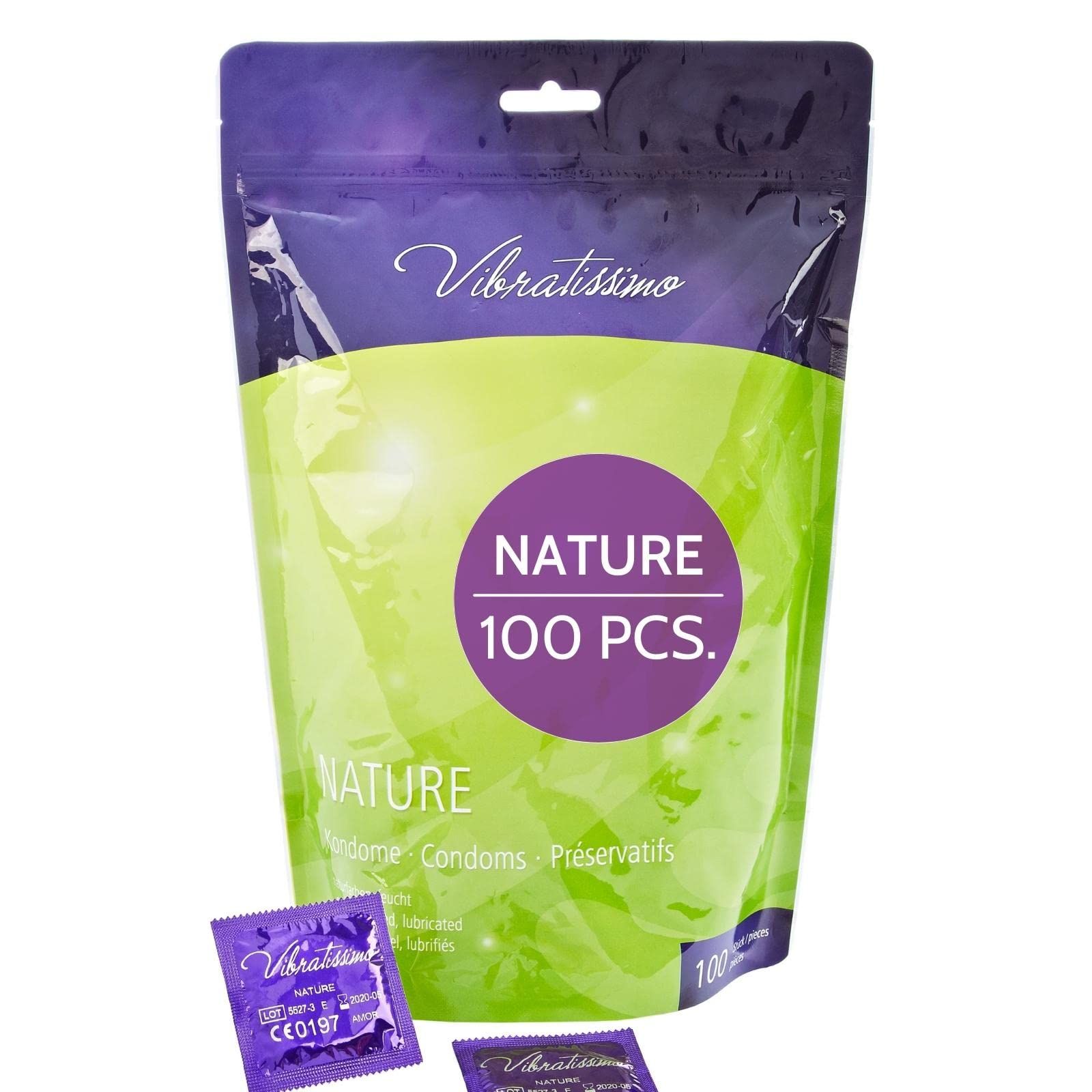 Préservatifs Vibratissimo Nature, 100 pièces. 53mm, couleur naturelle, anatomique.
