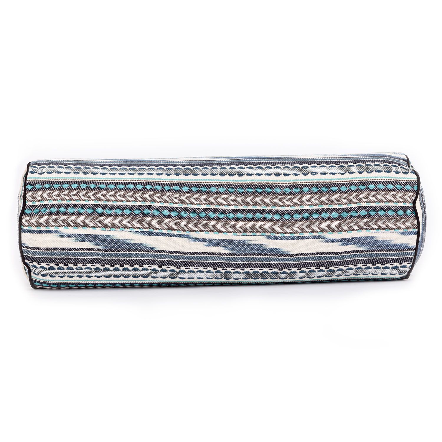 bodhi Collection ETHNO : Traversin de yoga (rond), tissu ikat, gousses d'épeautre