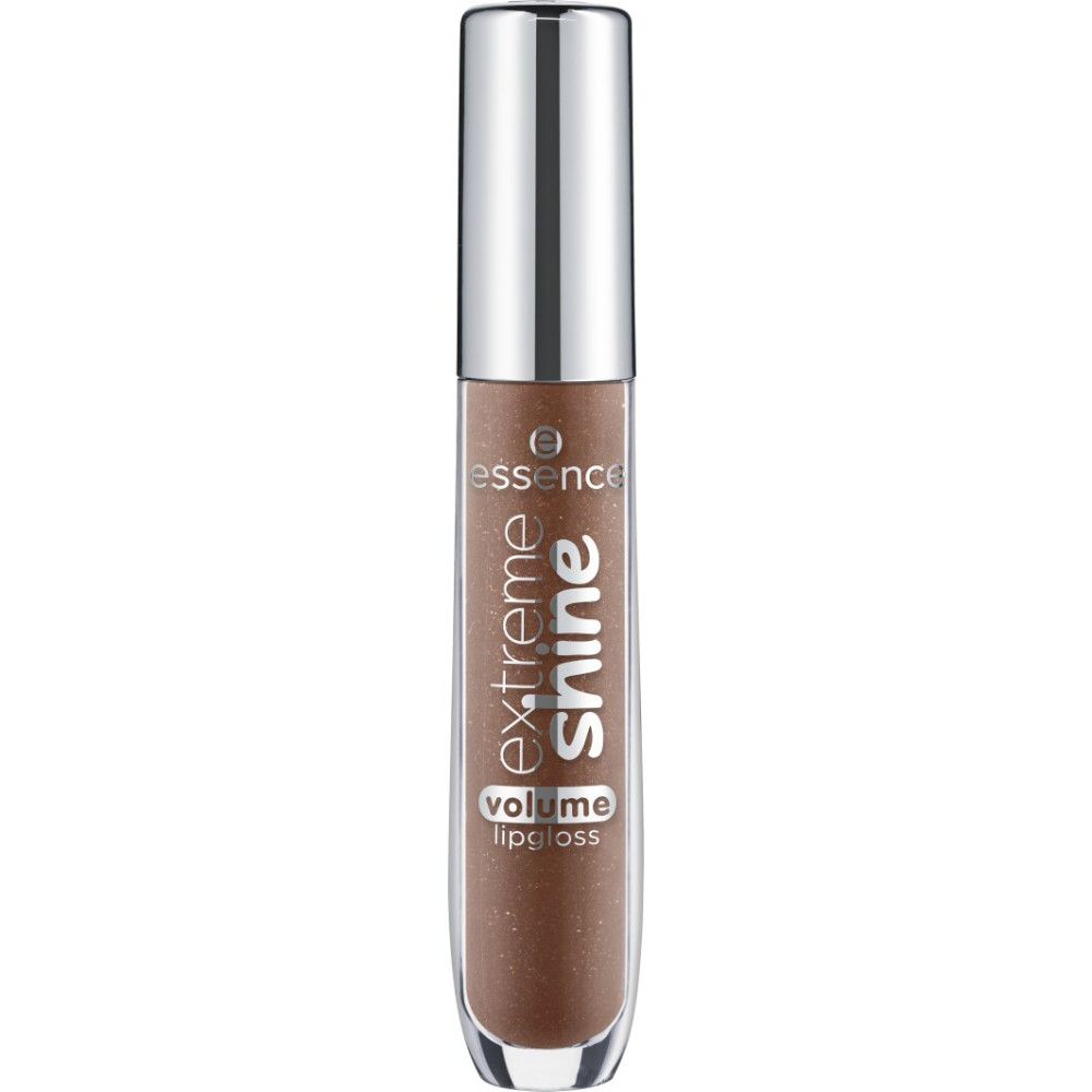Lipgloss tube met zilveren dop. Opschrift "essence extreme shine volume lipgloss".