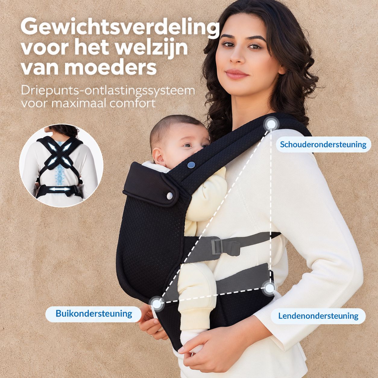 Momcozy Baby Draagzak - Licht & Ademend Luchtgaas-Zwart