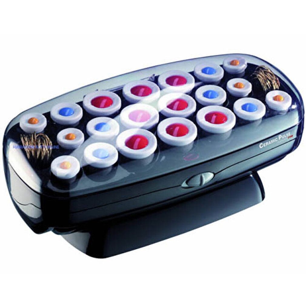 Appareil noir avec bigoudis colorés. Inscription Ceramic Pulse.