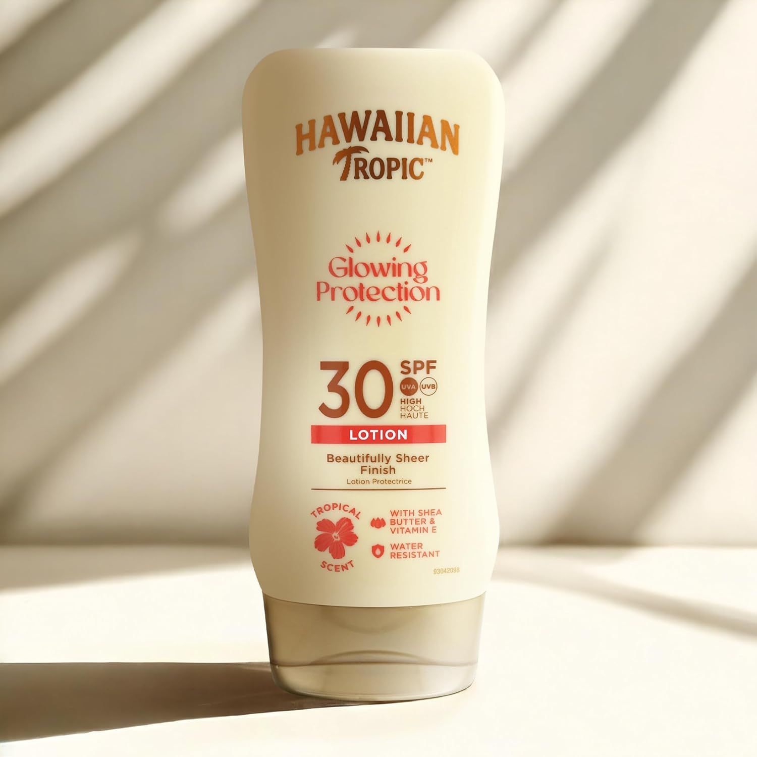 Lotion solaire Hawaiian Tropic FPS 30, Glowing Protection, fini transparent.