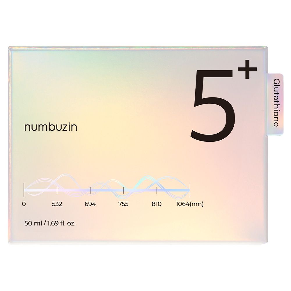 Verpakking van NUMBUZIN Nr.5 Vitamine Glutathion Dark Spot Laser Creme met gegolfde lijngrafiek.
