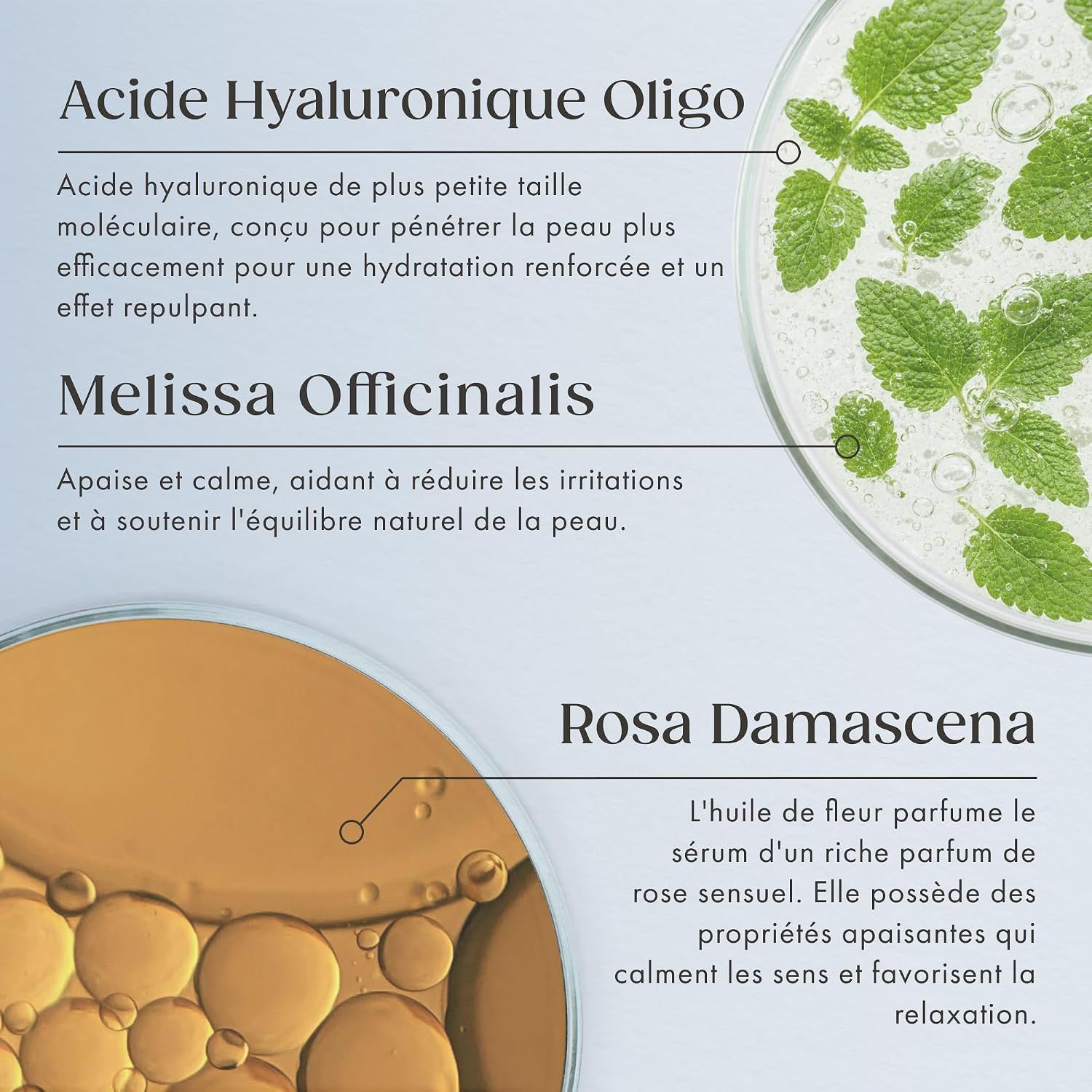 Gros plan sur des cellules cutanées montrant l'effet de l'acide hyaluronique sur la peau.