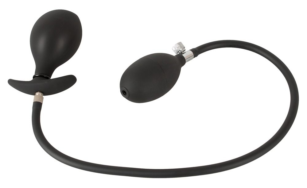 Opblaasbare plug met T-handvat en pomp, op witte achtergrond.