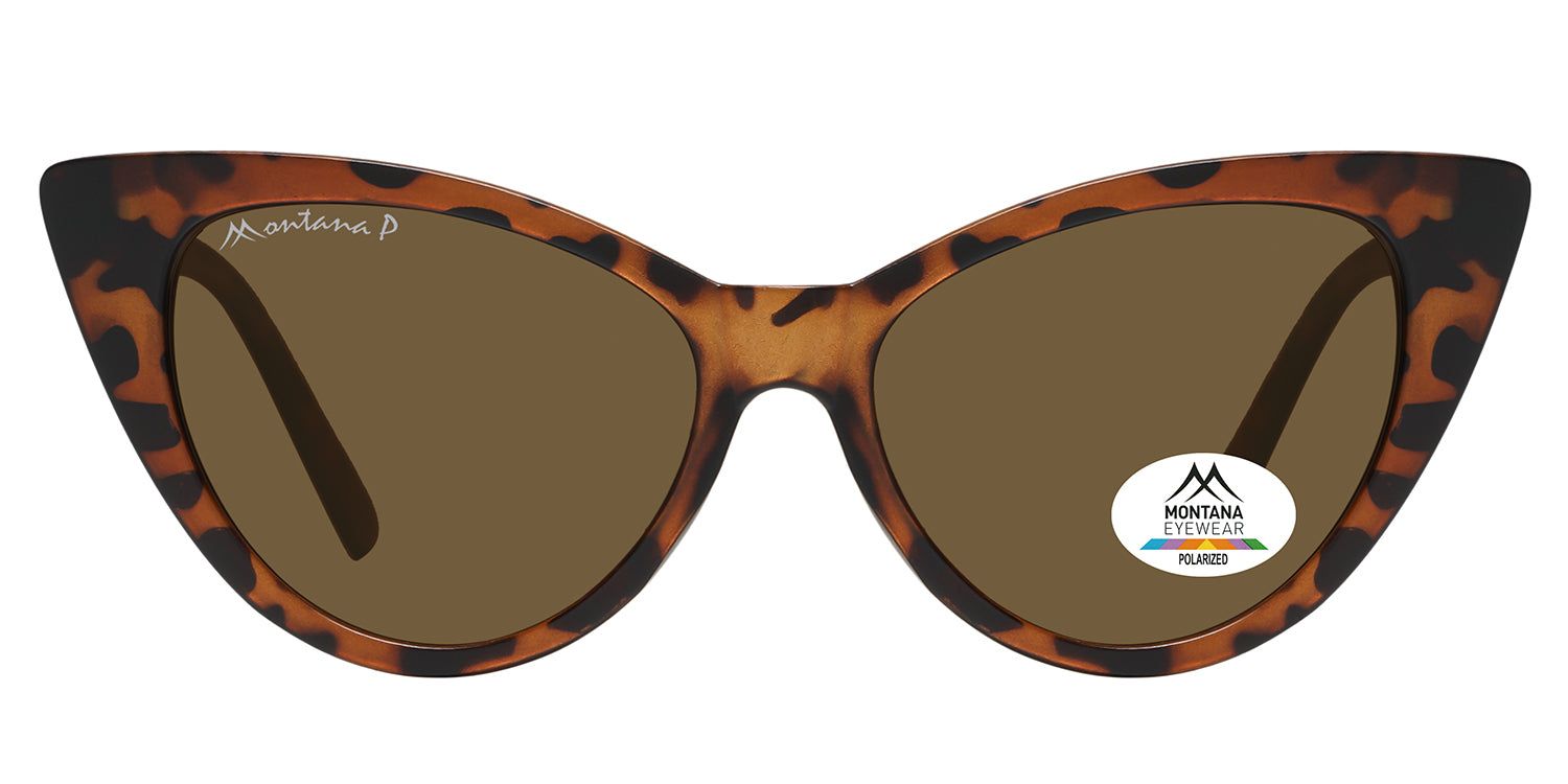 Lunettes de soleil marron avec monture à motif marron. Logo Montana Eyewear sur le verre et la branche.