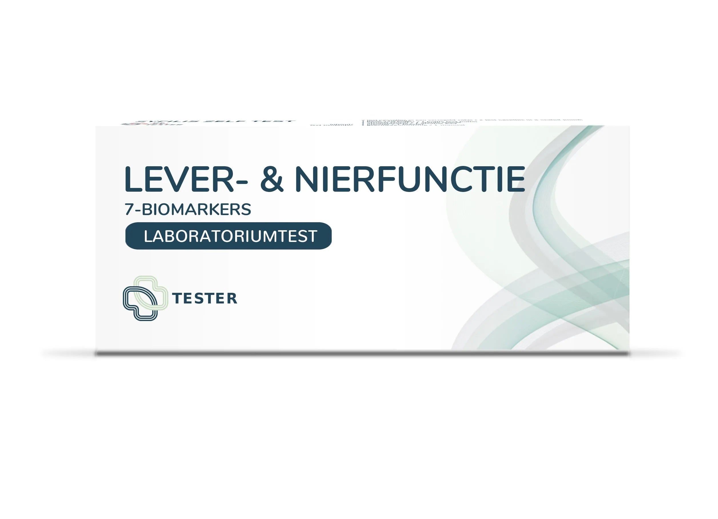 Verpakking voor een lever- en nierfunctietest met 7 biomarkers.