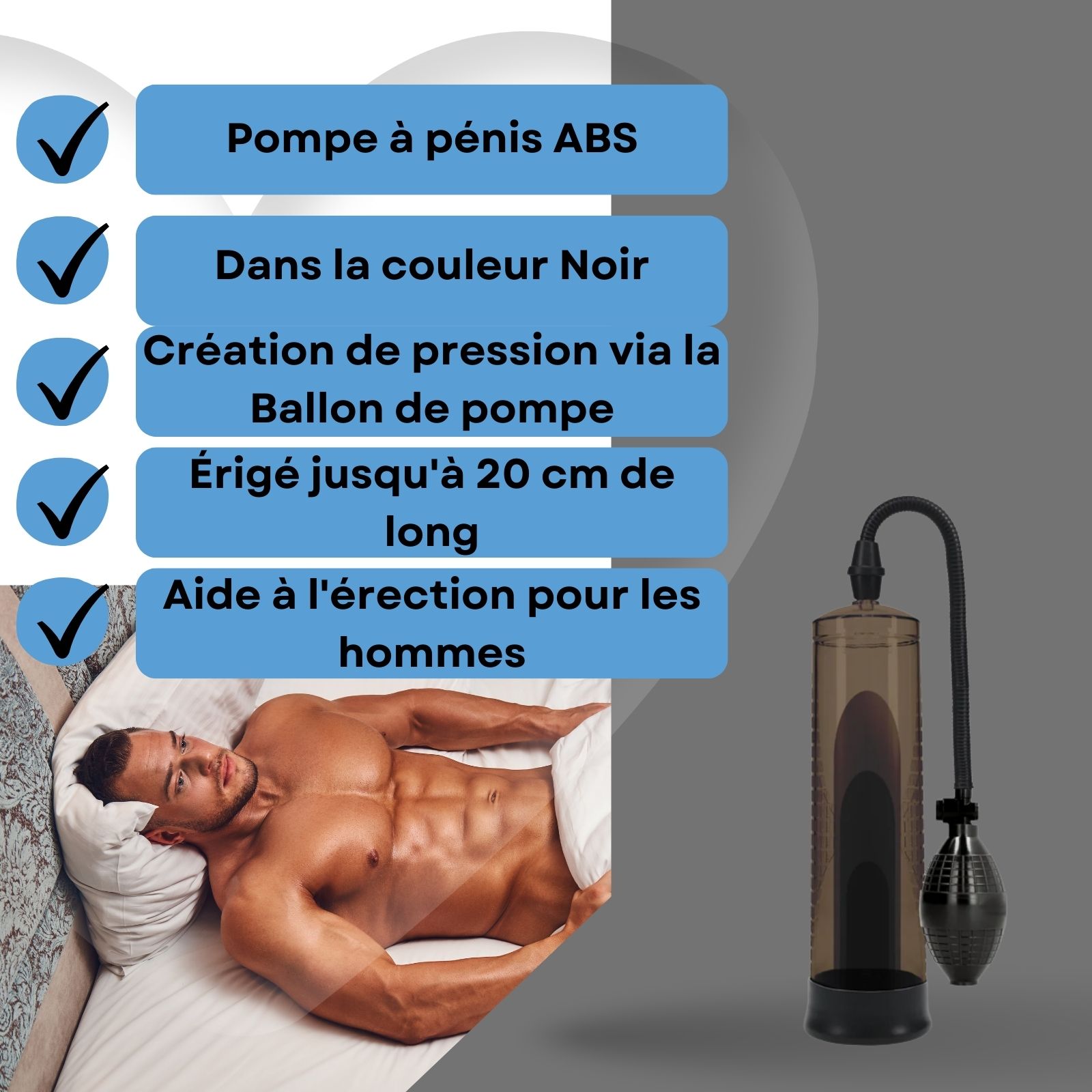 Lovelyness - Pompe à pénis avec boule de pompage - Noir
