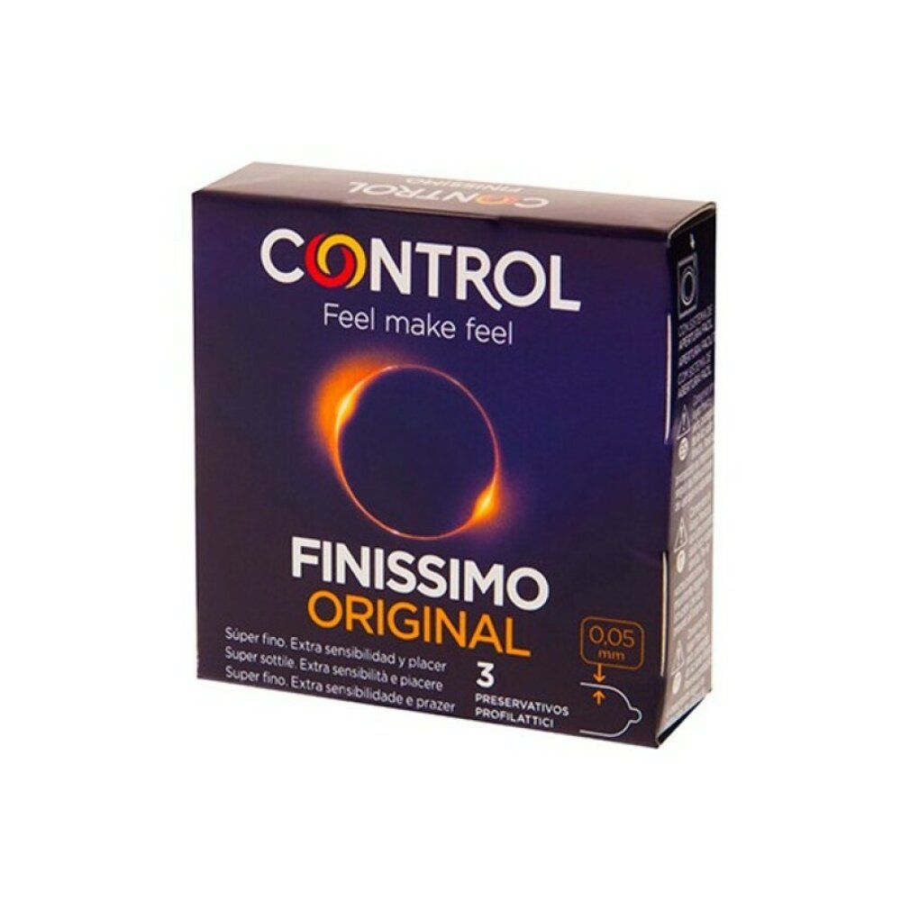 Boîte de préservatifs Control Finissimo Original, 3 unités. Préservatifs fins pour plus de sensibilité.