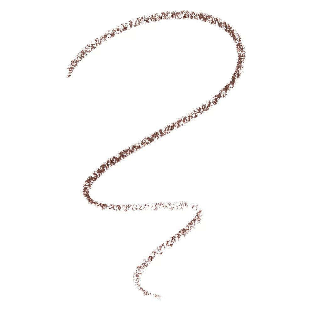 Trait de crayon à sourcils. Marron foncé, courbé. Sur fond blanc.