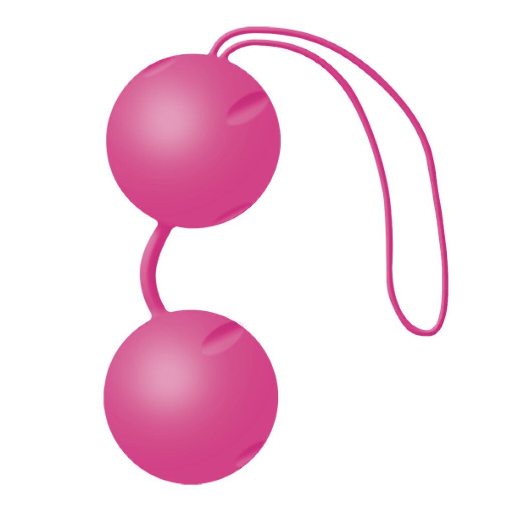 Twee roze Joyballs Trend bekkenbodemtrainers, verbonden door een koord.
