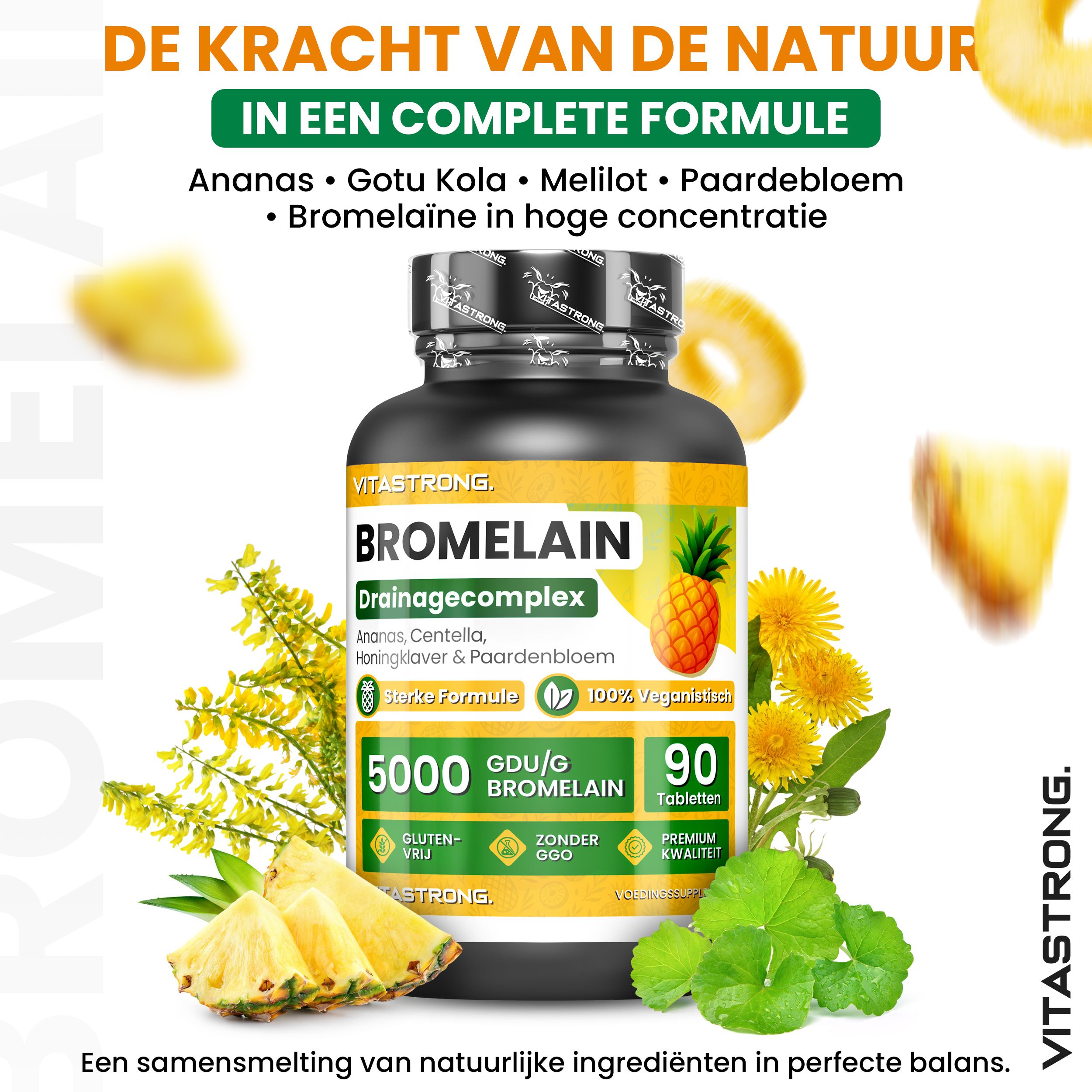 Vitastrong Bromelaïne 5000 GDU – ondersteunt vochtafvoer en helpt tegen cellulitis