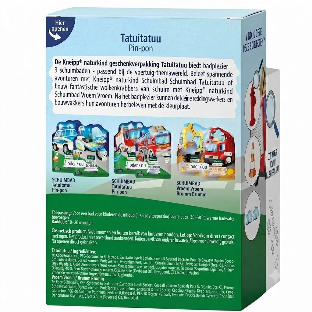 Individuele verpakking met politie-motief, Kneipp naturkind Tatütata schuimbad.