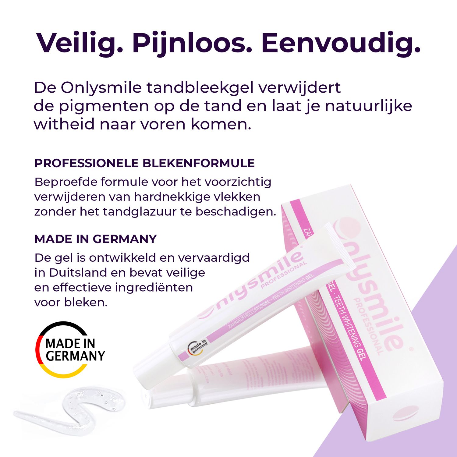 Collage van mensen met LED-lampen in de mond. Tekst: Duizenden tevreden klanten.