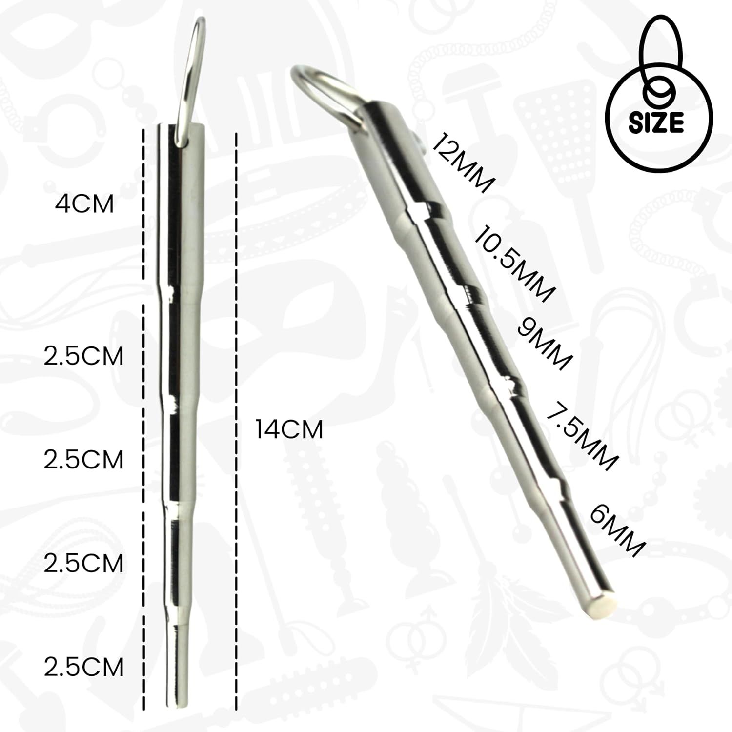 Dilatateur en acier, 14cm de long, diamètres de 6mm à 12mm.