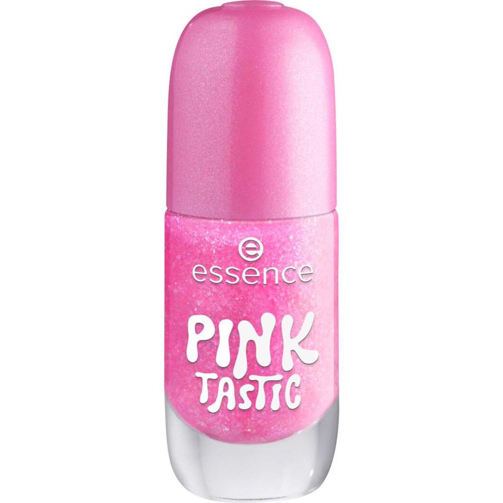Flacon de vernis à ongles rose. Inscription: essence, PINK TASTIC.